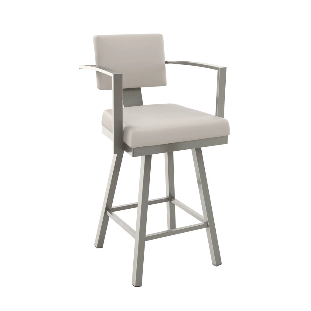 26 In. Swivel Counter Stool Cream Faux Leather Grey Metal V2010