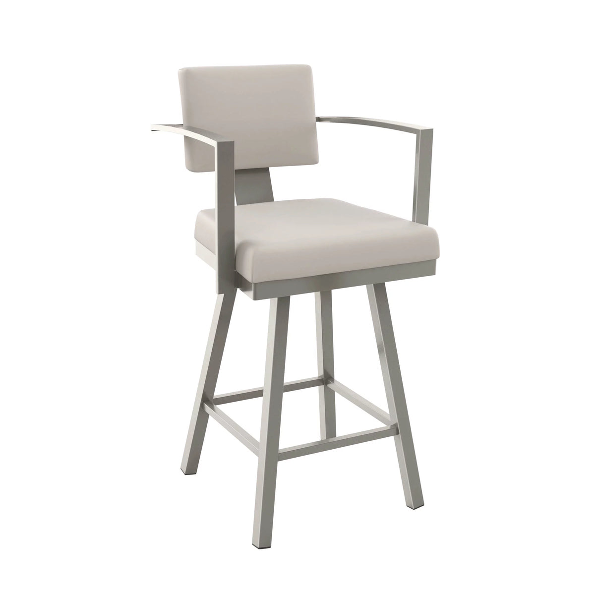 26 In. Swivel Counter Stool Cream Faux Leather Grey Metal V2010