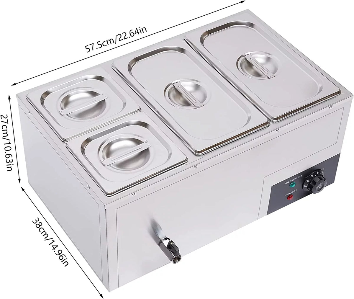 850W Stainless Steel 4-Pan Commercial Food Warmer R910910