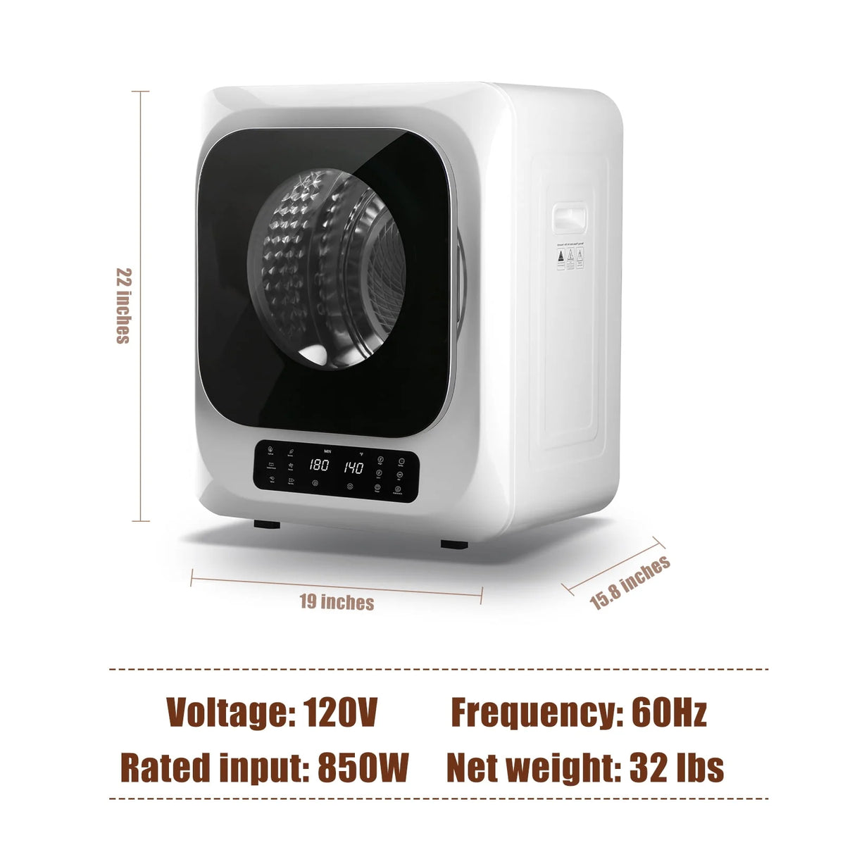 850W 1.6 Cu.ft. Electric Portable Dryer L90317