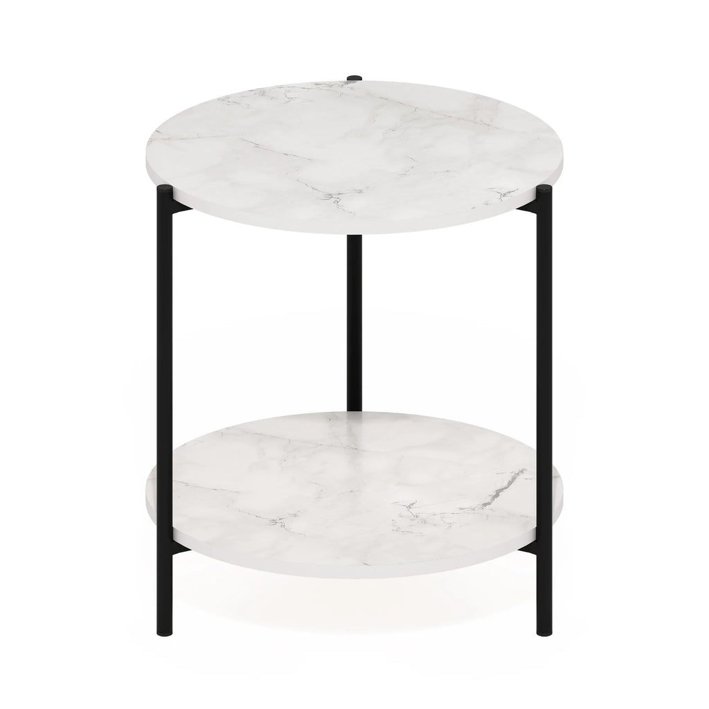 2-Tier Round Side End Table with Metal Legs X4887