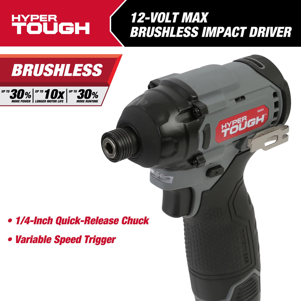 12V Max Lithium-Ion Cordless Brushless Impact Driver with Battery and Charger E20277