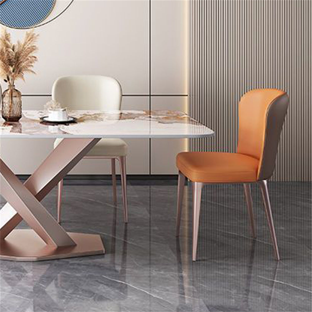 Set of 2 Faux Leather Upholstered Armless Side Chairs with Metal Legs V301