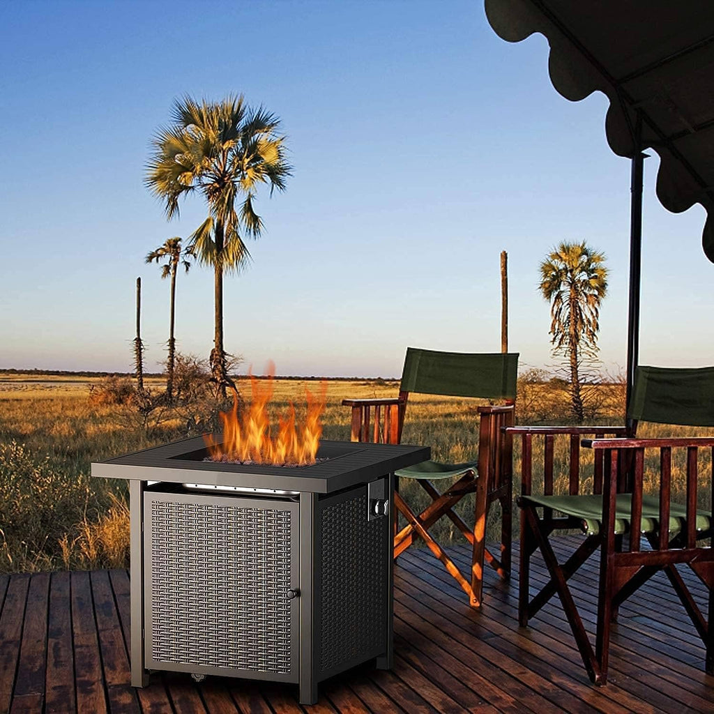 28 Inch 50,000 BTU Propane Gas Fire Pit Table with Lid A6696