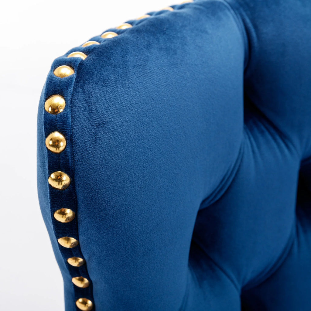 Blue Velvet Swivel Bar Stools with High Back, Set of 2 M761953