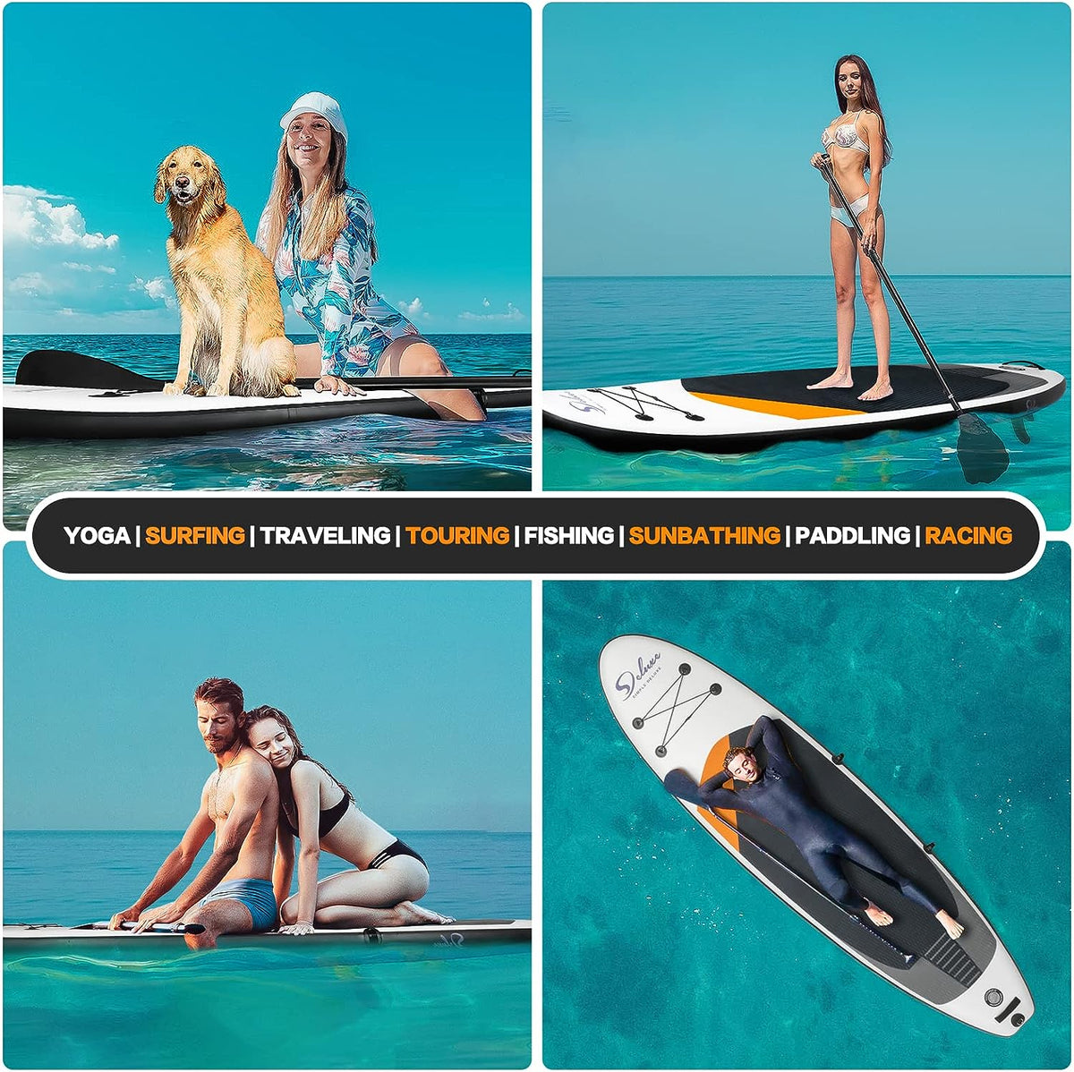 Black Inflatable Stand Up Paddle Board with Backpack D507
