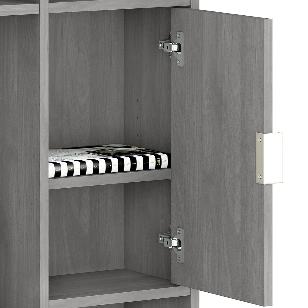 Modern Gray L-Shaped Desk with Hutch N2087