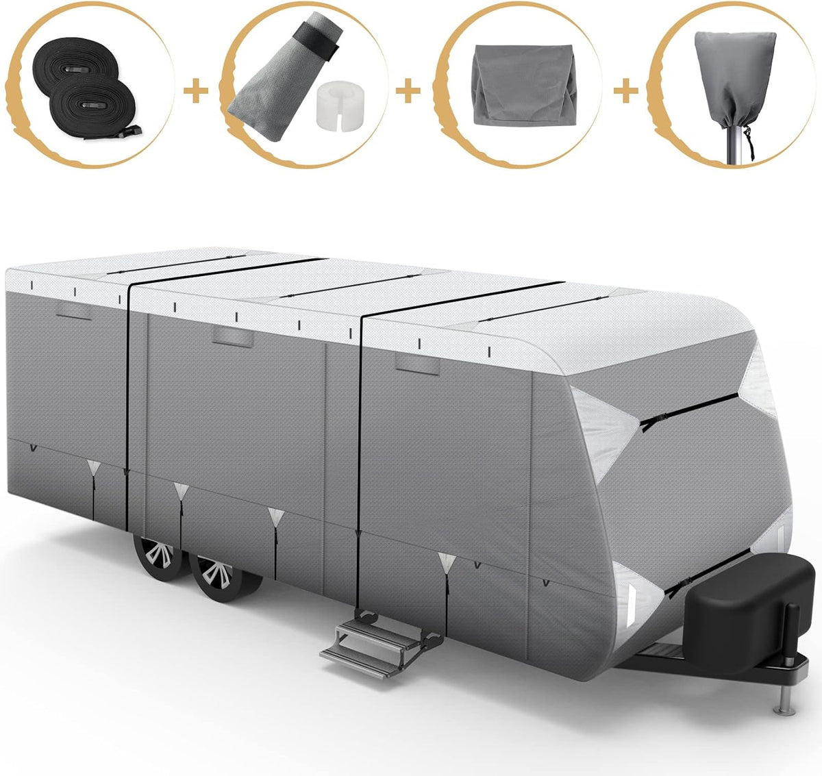 Waterproof Travel Trailer RV Cover with Cotton Lining V4441