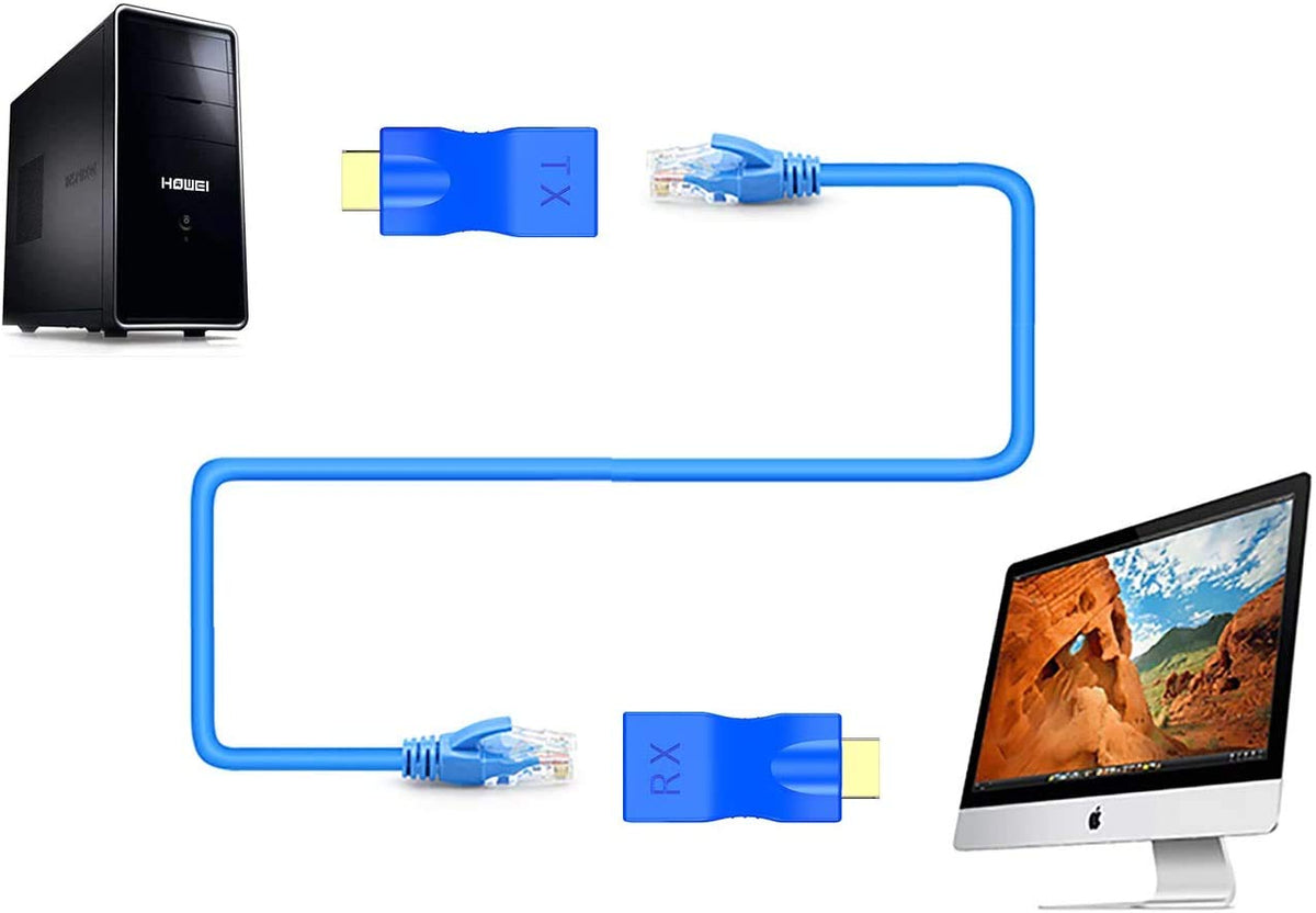 HDMI to RJ45 Extender over Cat5e/6 Cable, 1080p up to 30m/98ft Repeater S310