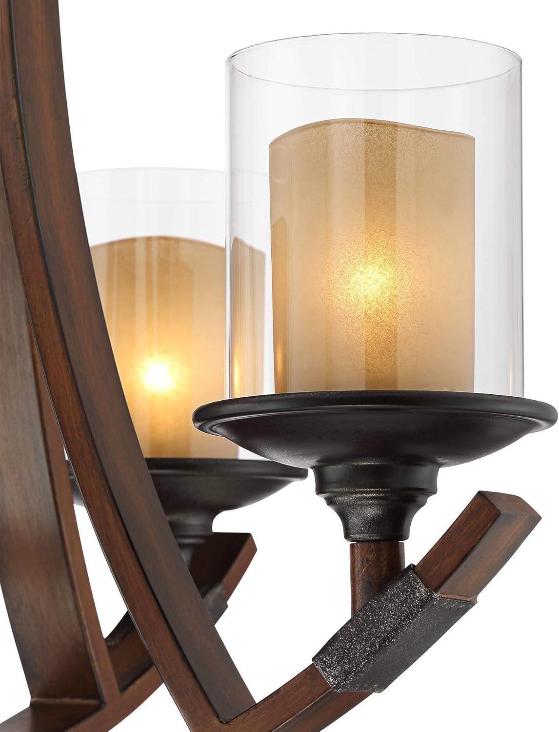 Mahogany Wood Chandelier 6-Light Fixture F396174