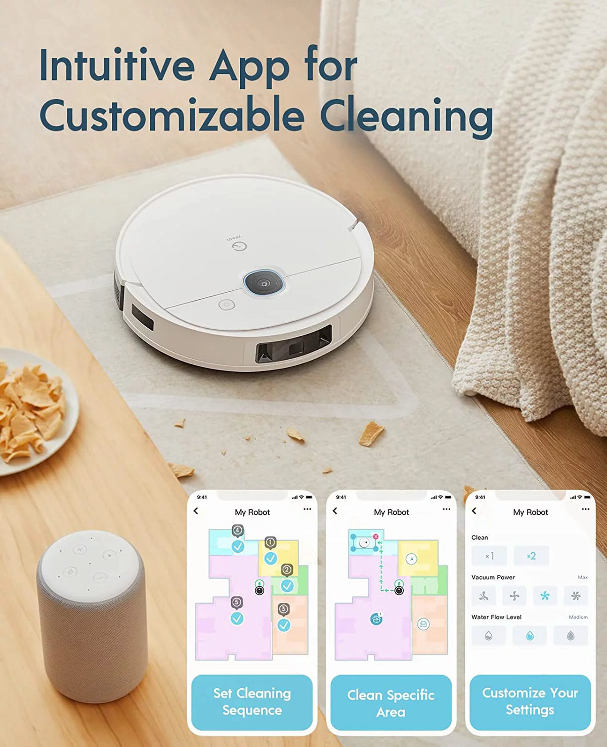 Ultra-Slim 3000Pa Suction Smart Visual Mapping Robot Vacuum Y8545