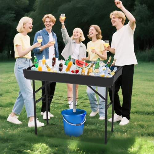Folding Plastic Cooler Table with Drain Hose G53396