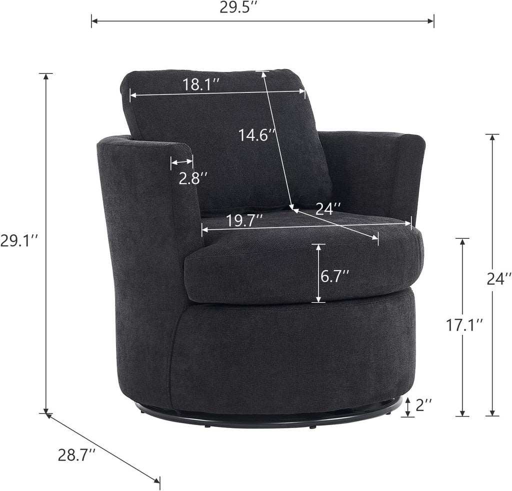 Black Upholstered Swivel Accent Chair Y1261