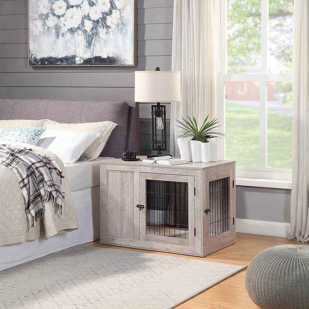 Wooden Dog Crate End Table with Cushion E860