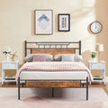 3-Piece Bedroom Set with Full Size Platform Bed Frame and 1-Drawer White Nightstand W365