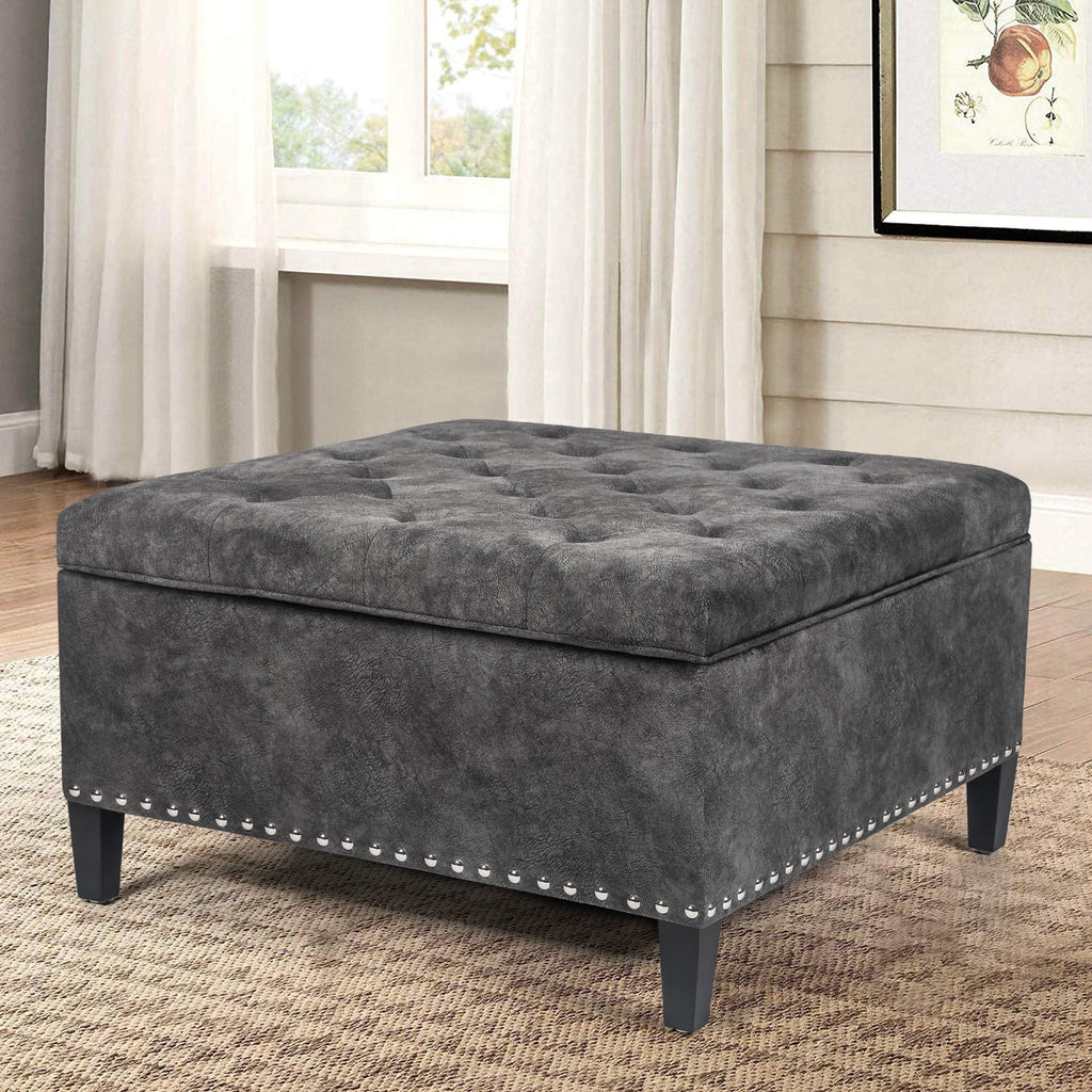 Square Tufted Storage Ottoman Bench M785