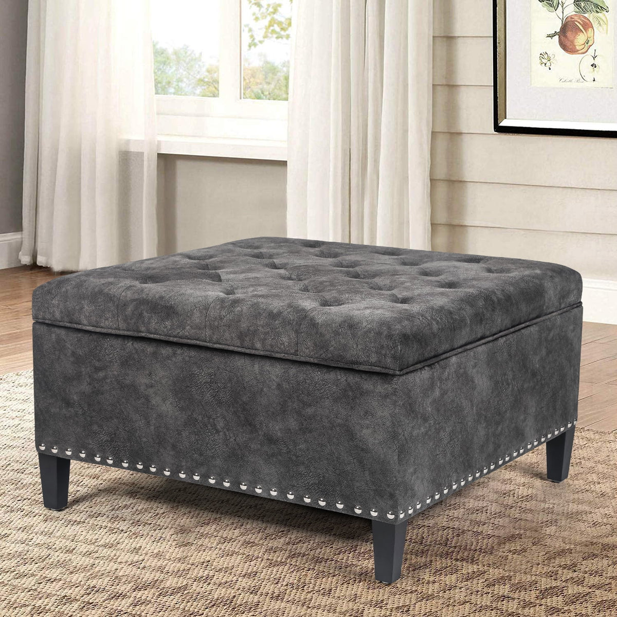Square Tufted Storage Ottoman Bench M785