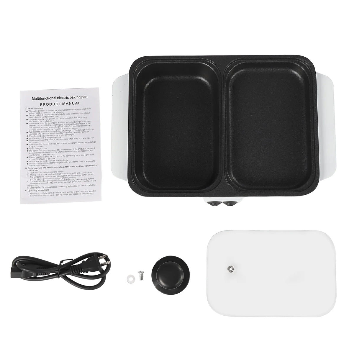 White 2 in 1 Electric Hot Pot and Grill O871