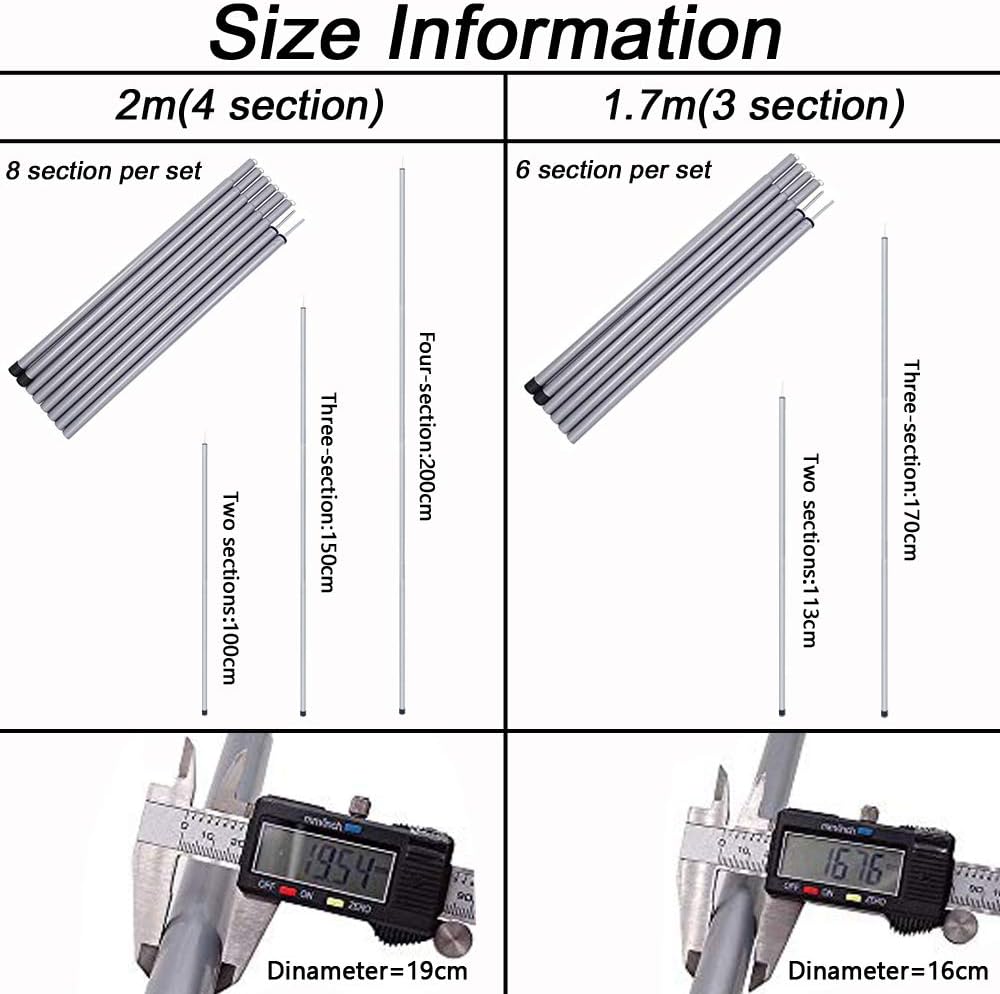 Adjustable 4 Section Steel Tent Tarp Poles T2191