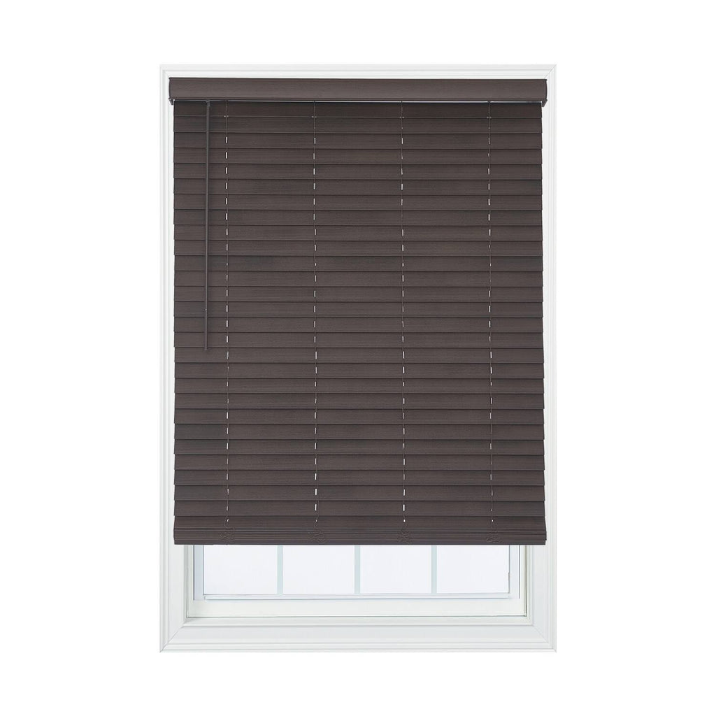 Brown Faux Wood Cordless Room Darkening Blinds Z8948