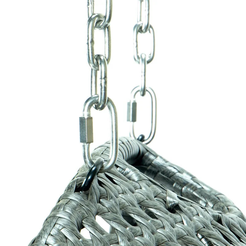 Charcoal Blue Wicker Double Hanging Egg-Shaped Swing Chair K6489