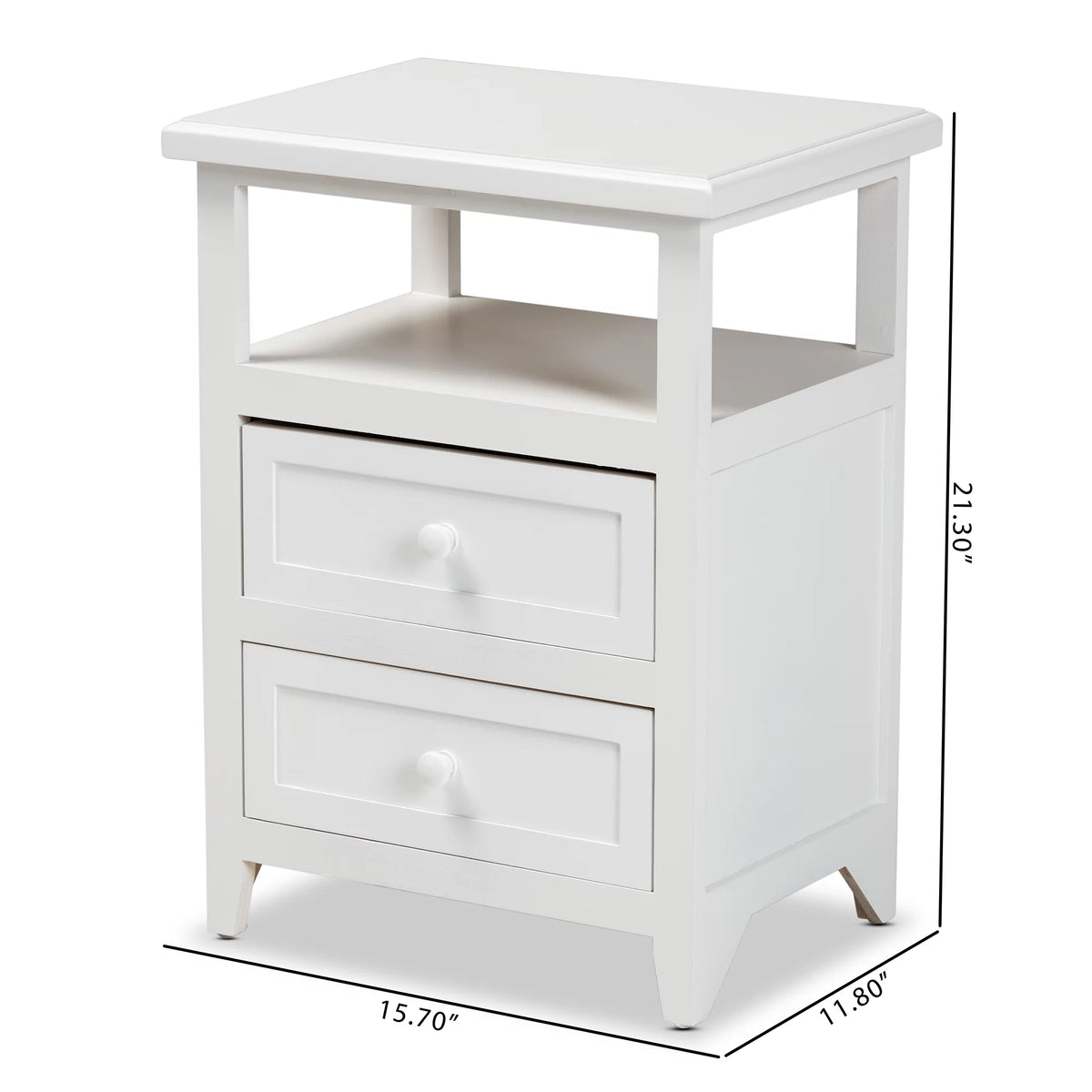 White 2-Drawer Wood Nightstand N912