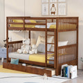 Solid Wood Twin Over Twin Bunk Beds with Storage Drawers T2092