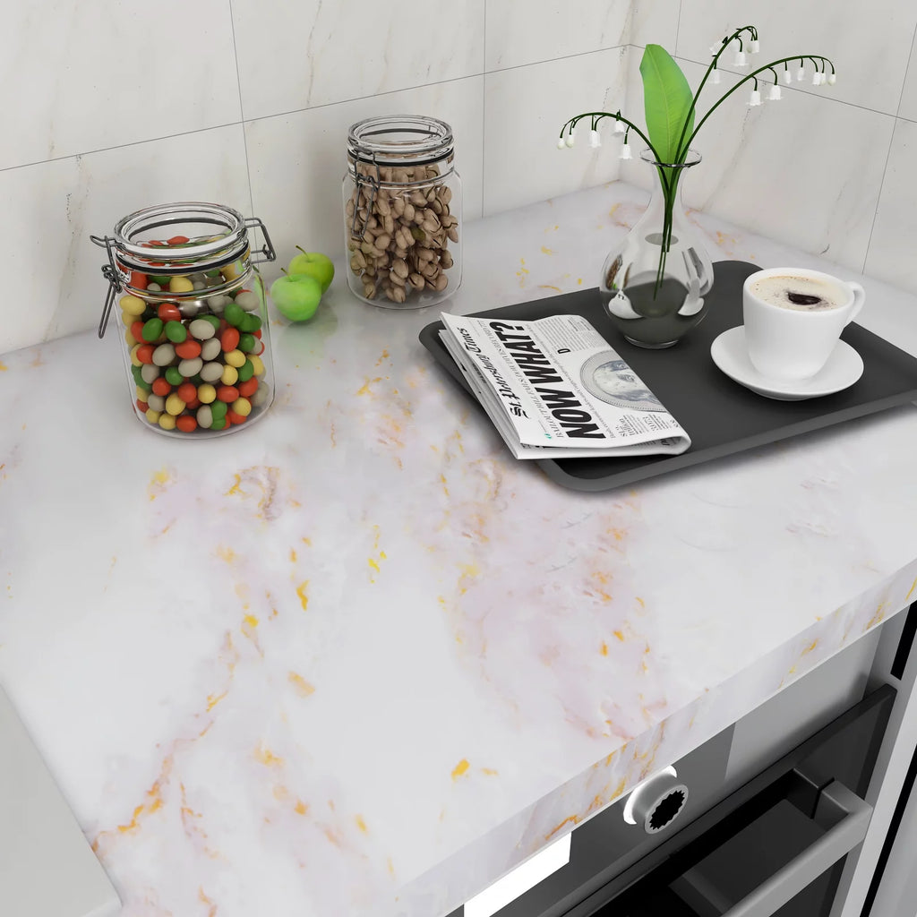Gold White Marble Peel and Stick Contact Paper Z77847