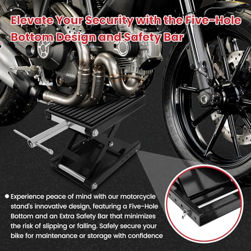 Motorcycle Jack with Rubber Pad, Carbon Steel Center Stand M990739