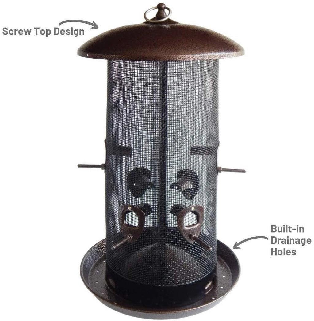 Black Finish Bird Feeder with 2 Seed Compartments D677