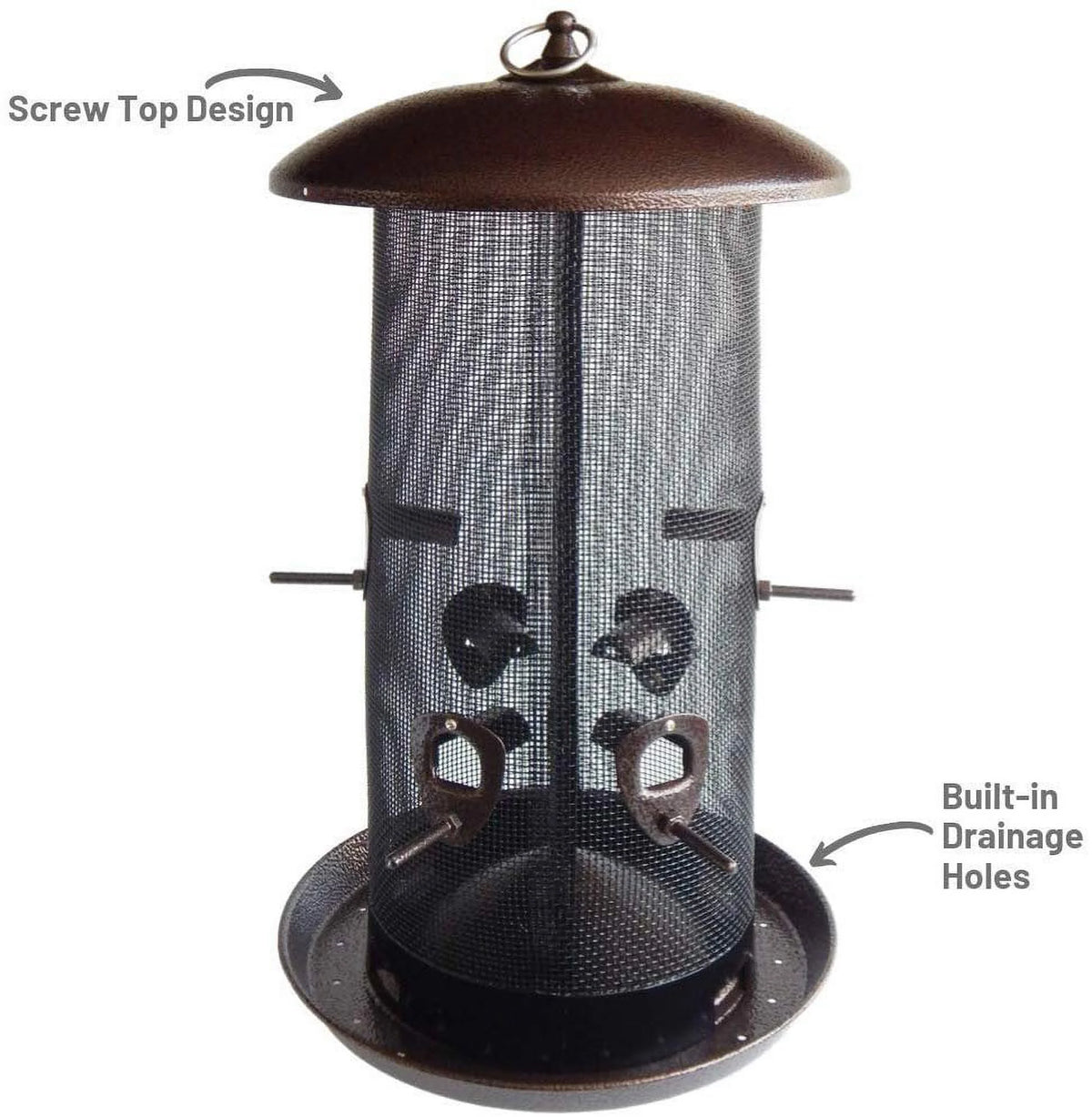 Black Finish Bird Feeder with 2 Seed Compartments D677
