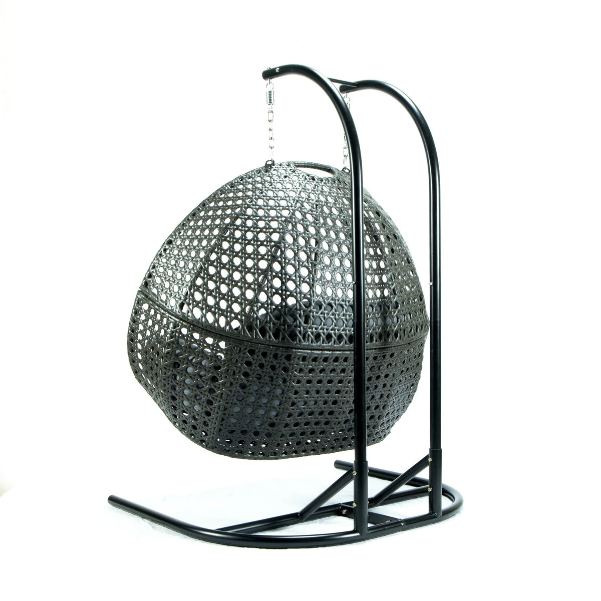 Charcoal Blue Wicker Double Hanging Egg-Shaped Swing Chair K6489