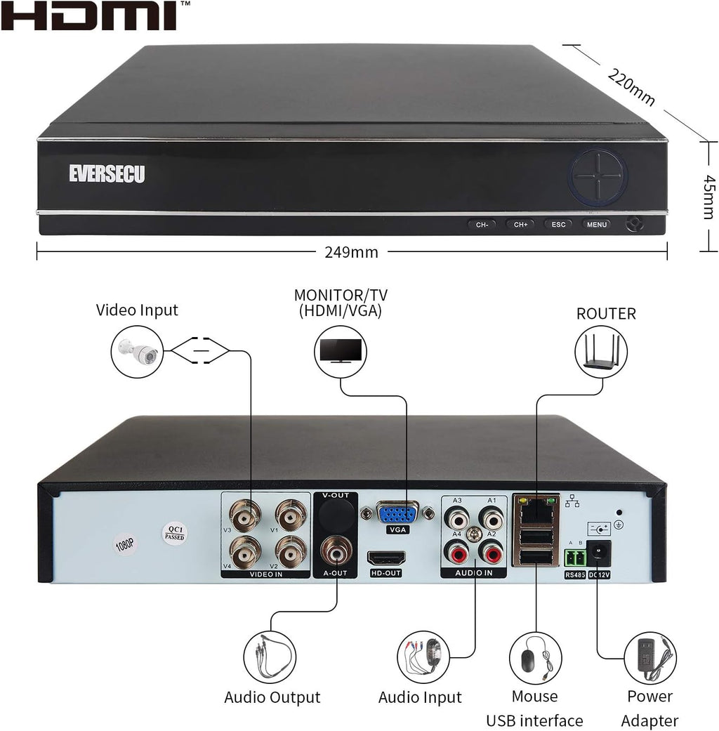 4 Channel 1080P DVR Security Camera System with 4 Weatherproof Cameras K652303