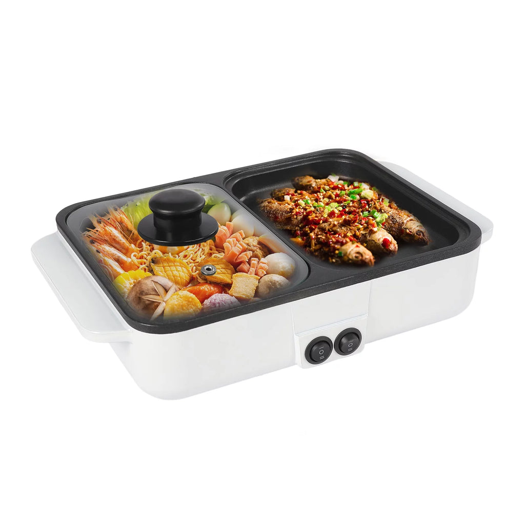 White 2 in 1 Electric Hot Pot and Grill O871