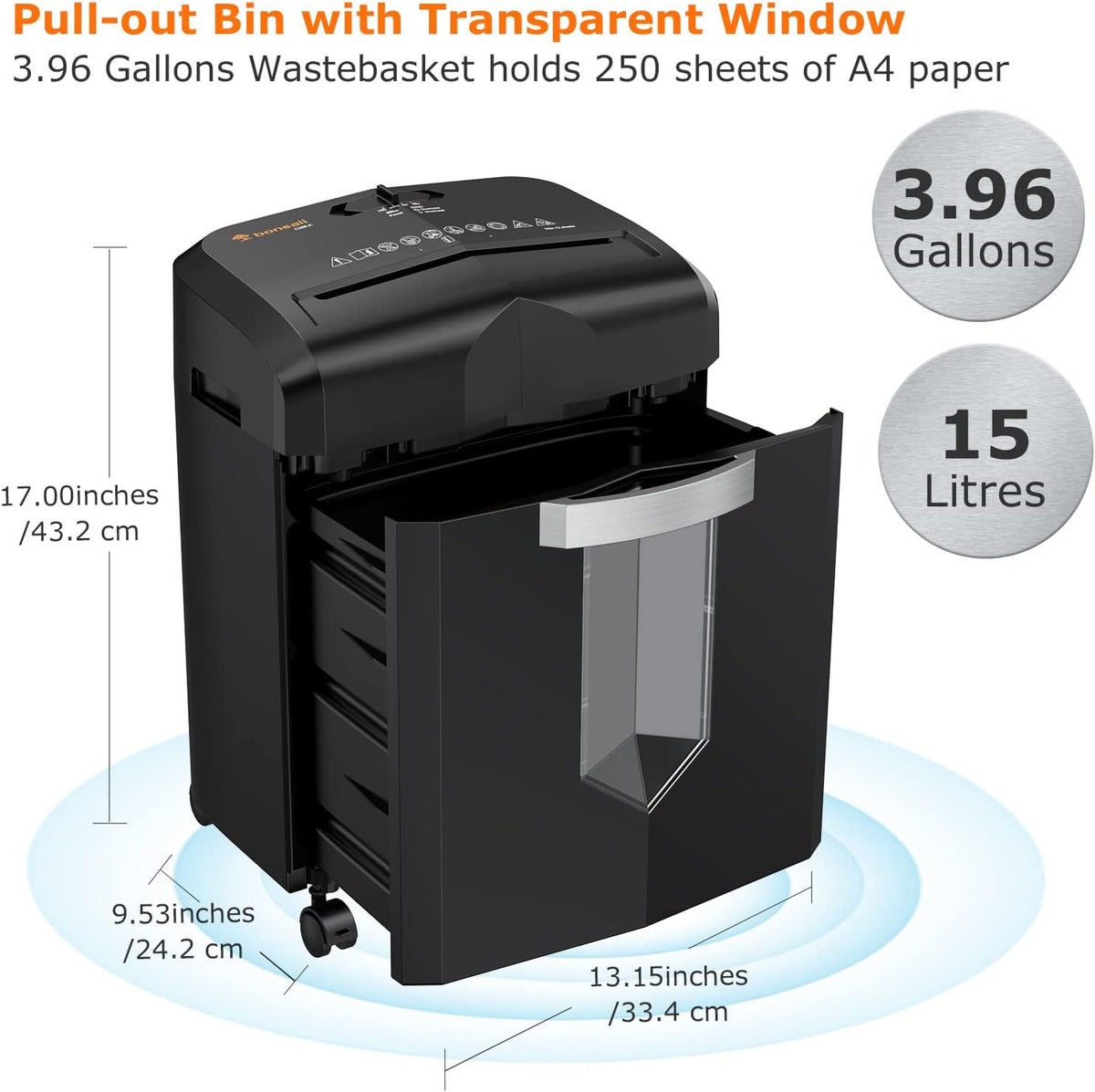 12 Sheet Cross-Cut Paper Shredder with 3.96 Gal Pullout Bin C132119