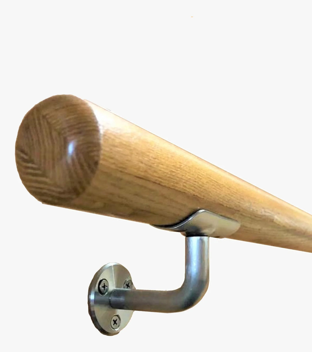 Solid Wood Wall Handrail 3 FT Long 2.0" Diameter Round Silver G8109
