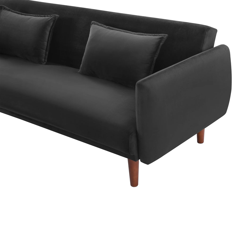 Black Velvet Convertible Sofa Bed R1247