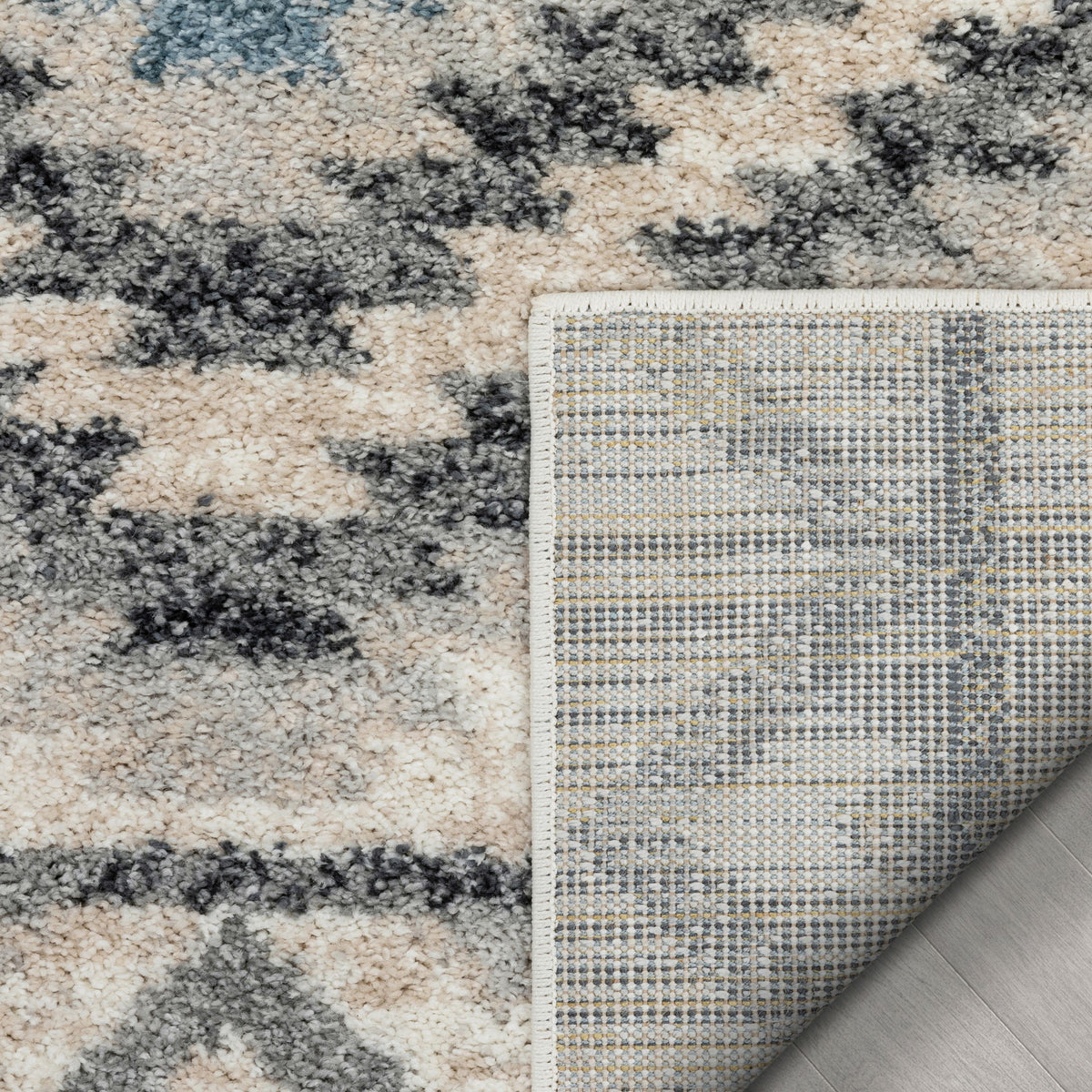 Blue Tribal Geometric Distressed Area Rug I5232