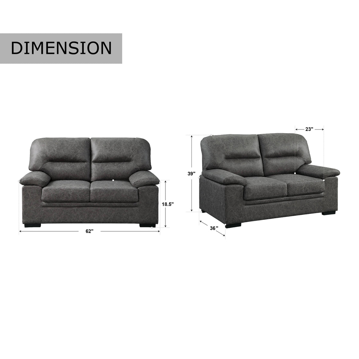 Dark Grey Loveseat E58964