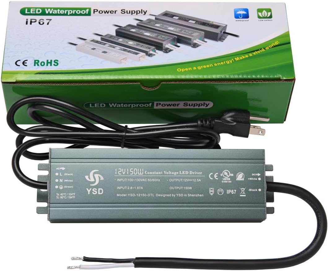 12V 300W LED Driver Transformer, IP67 Waterproof, Pack of 2 L78329