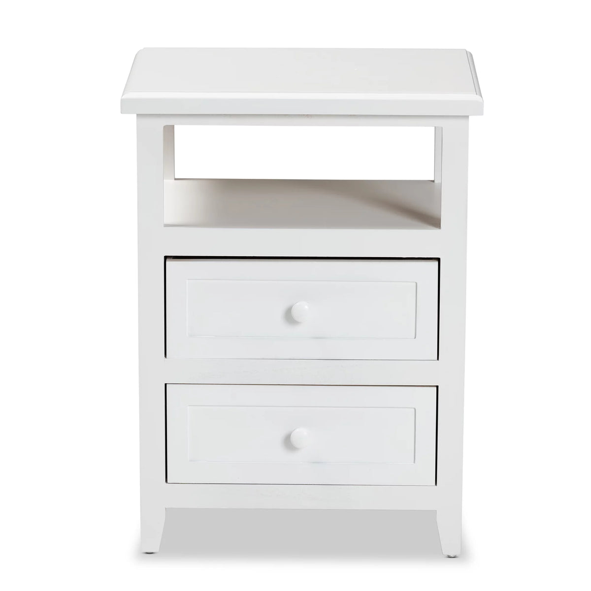 White 2-Drawer Wood Nightstand N912