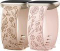 2 Pack Engraved Soft TPU Floral Pattern Replacement Strap H249535