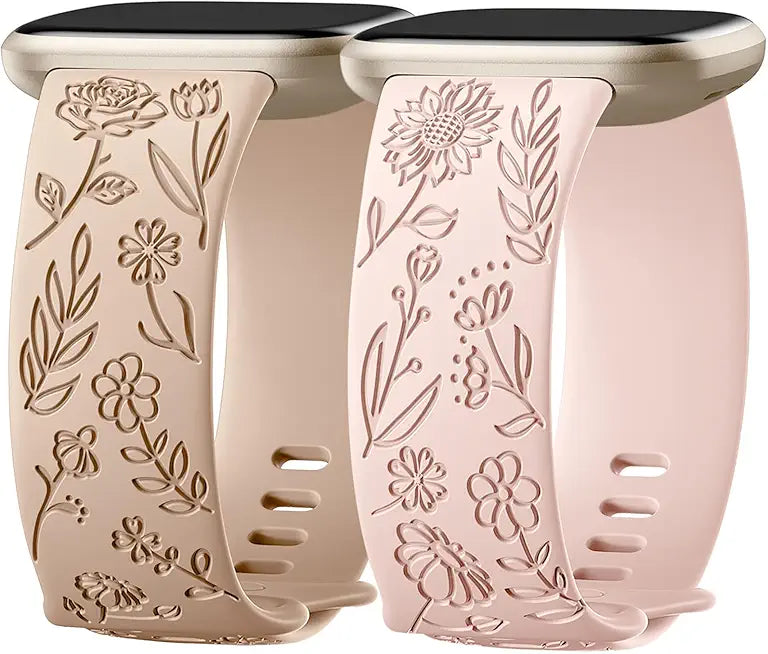 2 Pack Engraved Soft TPU Floral Pattern Replacement Strap H249535