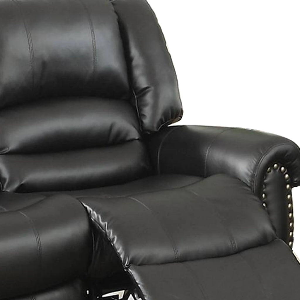 Black Bonded Leather Reclining Love Seat J942