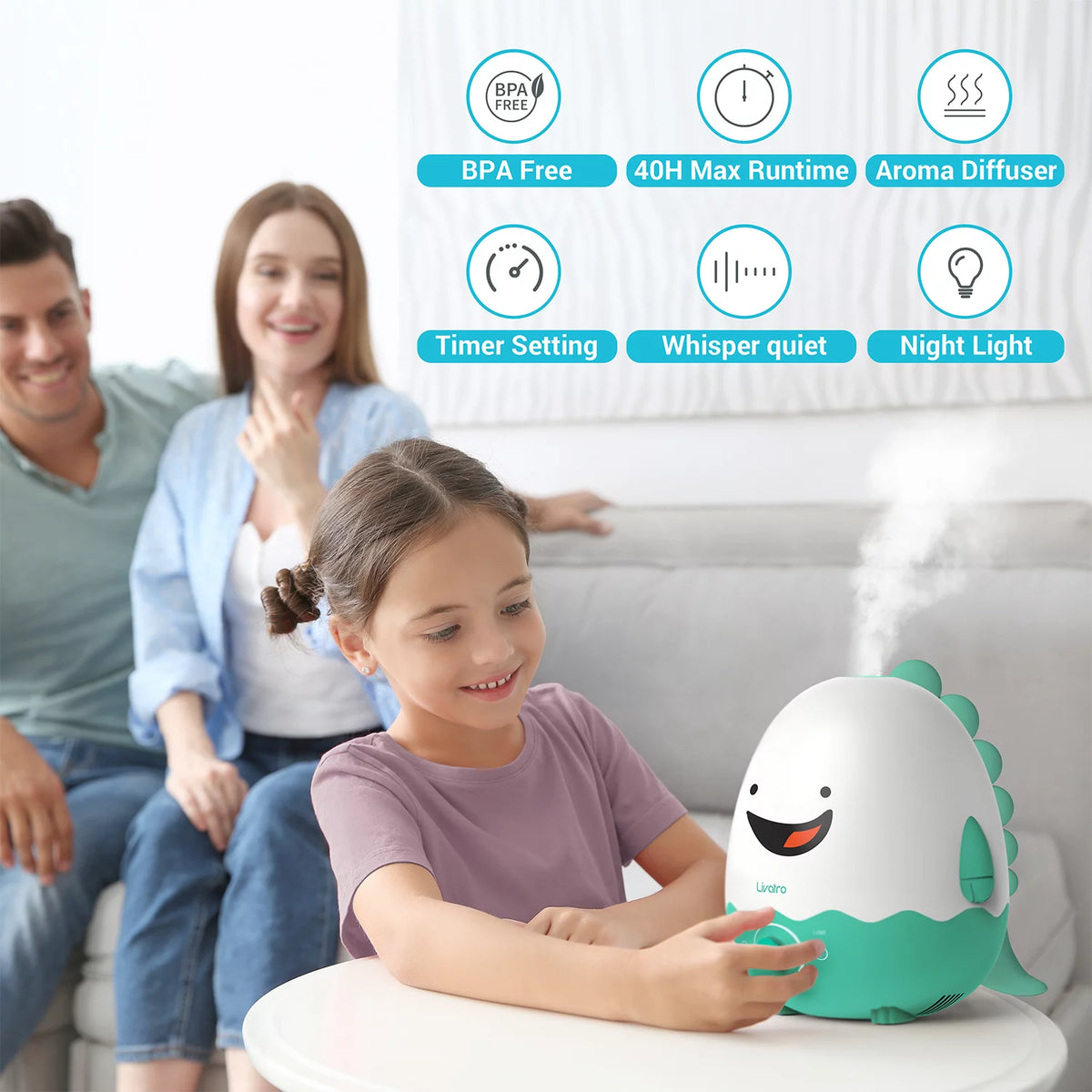 Cool Mist Humidifier with Diffuser, Night Light, Timer U4446