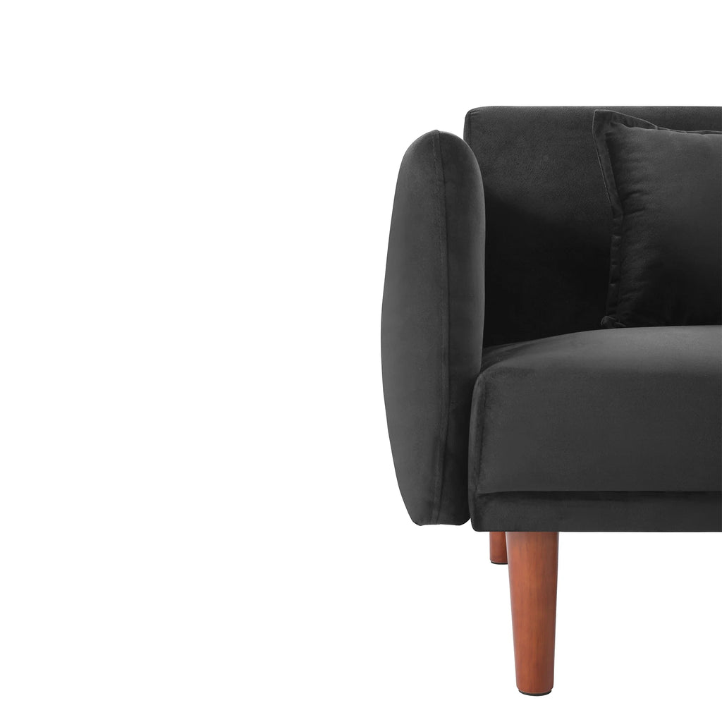 Black Velvet Convertible Sofa Bed R1247