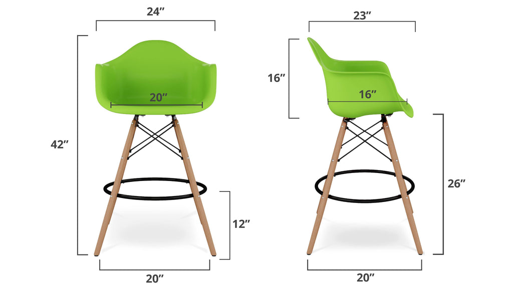 Set of 4 Green Counter Height Stool W2006