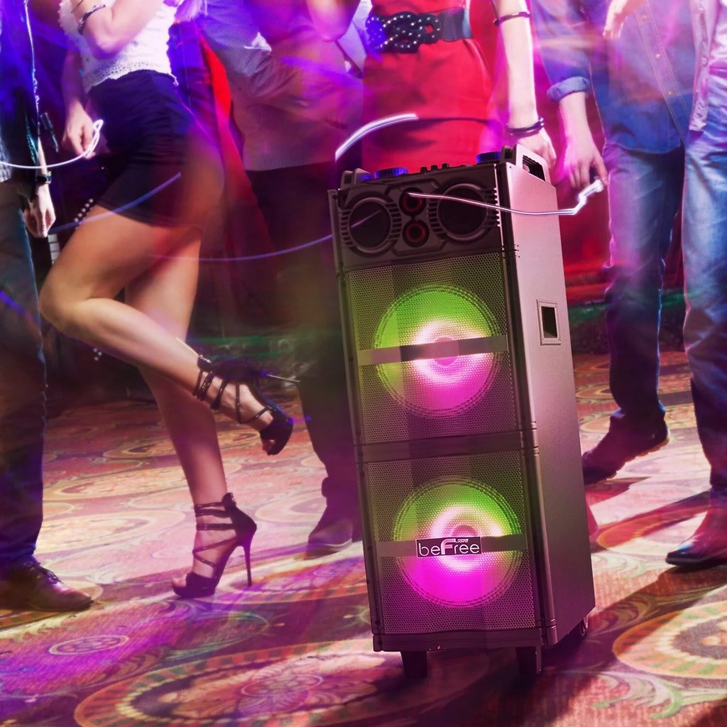 Double 10" Bluetooth Portable Party Speaker with Reactive Lights M163210