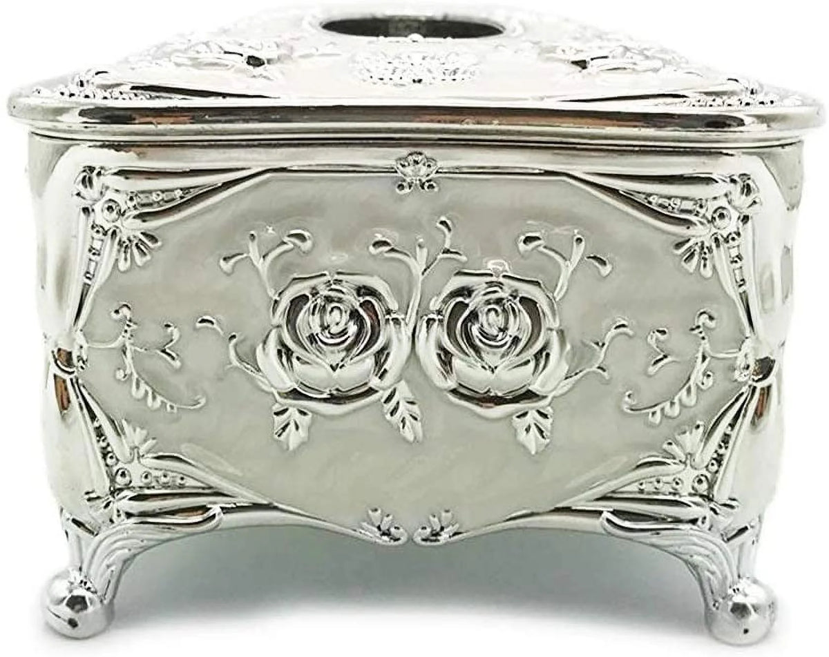 Silver Plastic Tissue Box Holder Cover Q9906