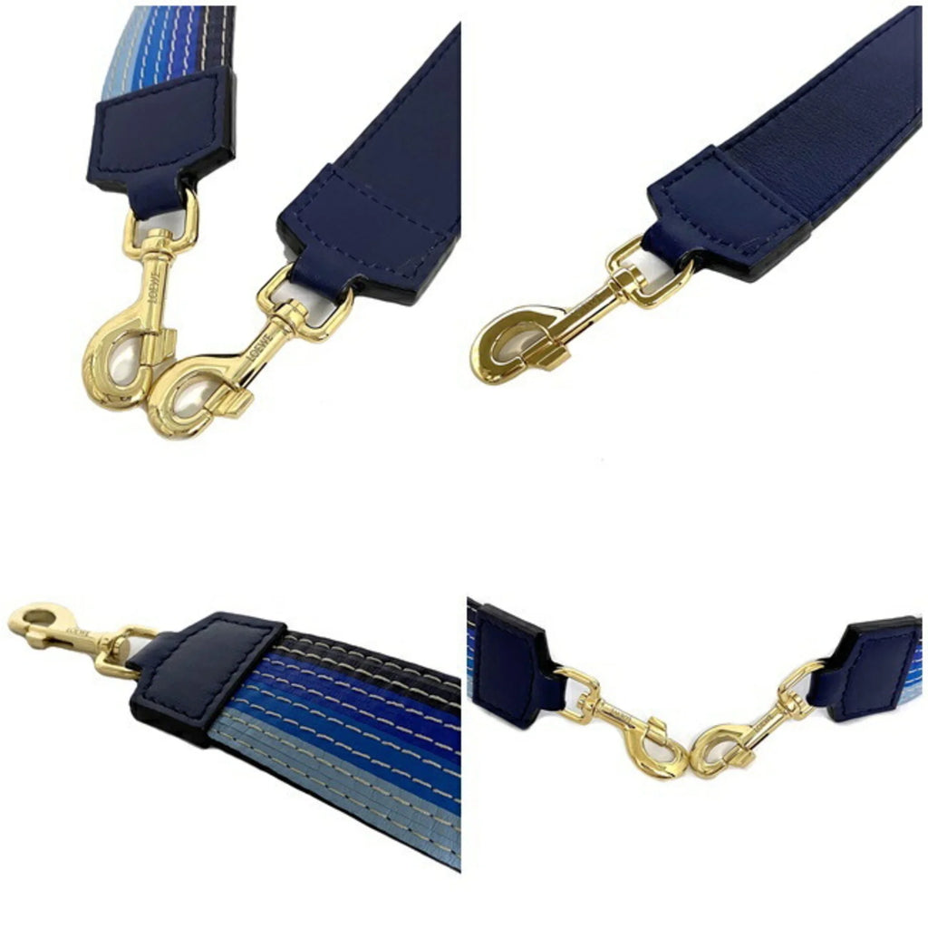 Blue Navy Gold Leather Shoulder Strap E789